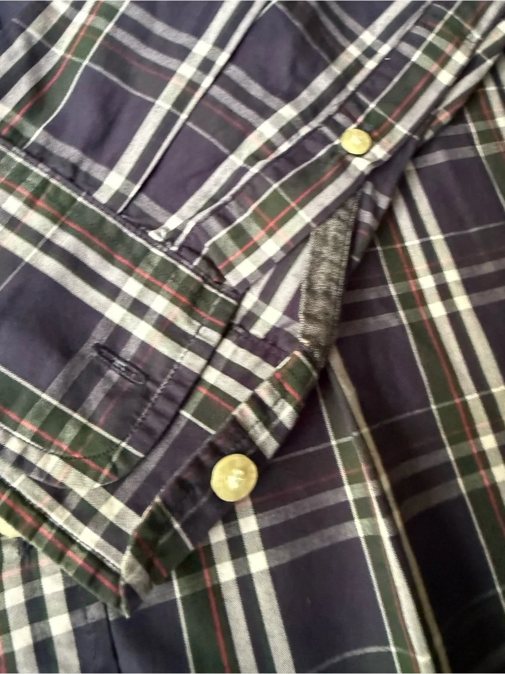 JCREW Classic Navy Plaid Button-Down size L